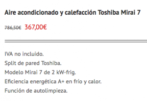 oferta aire acondicionado Toshiba Mirai 7